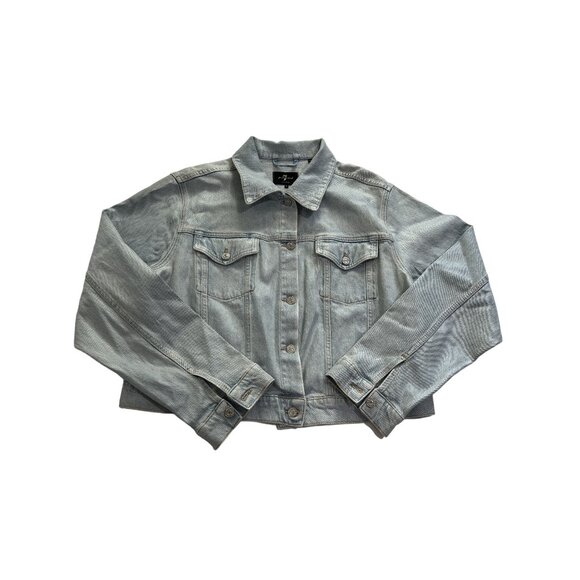 7 For All Mankind Nellie Trucker Jacket in Sunshine - Picture 1 of 4